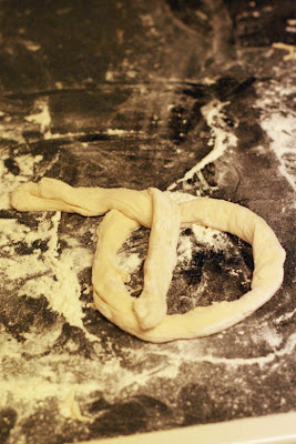 forming dough - cooking homemade soft pretzels