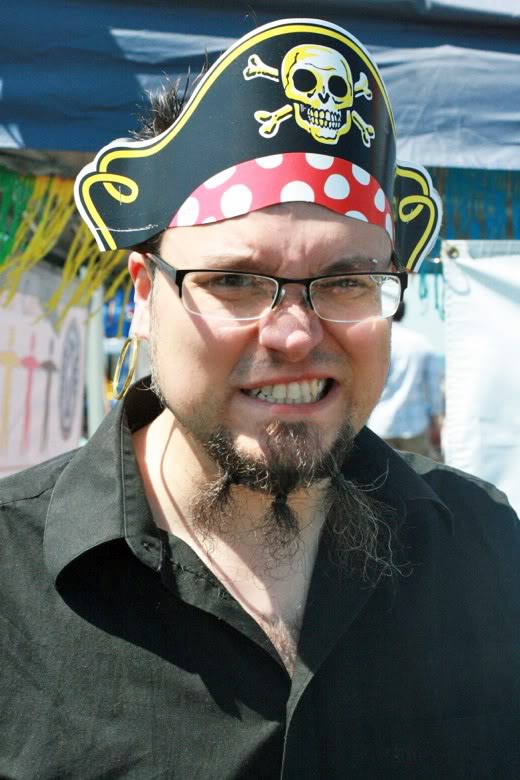 man as growling pirate with beard &#8212; Seafair Pirates Landing Alki Beach Seattle summer 2012