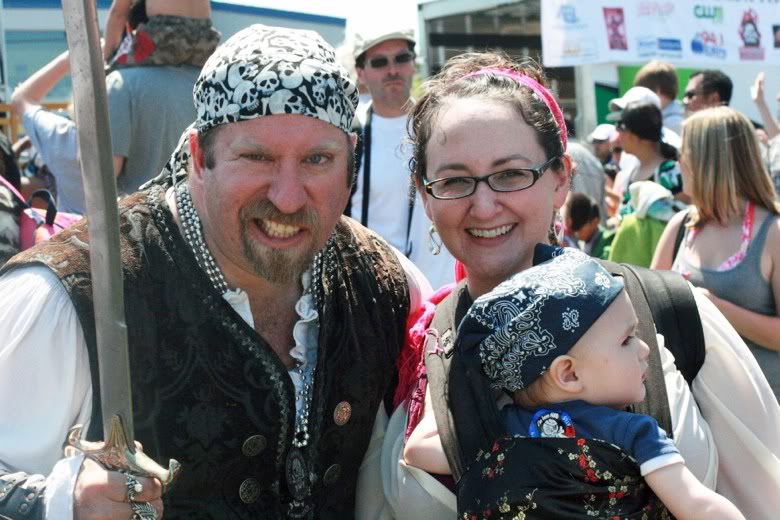 mama and baby posing with pirate &#8212; Seafair Pirates Landing Alki Beach Seattle summer 2012