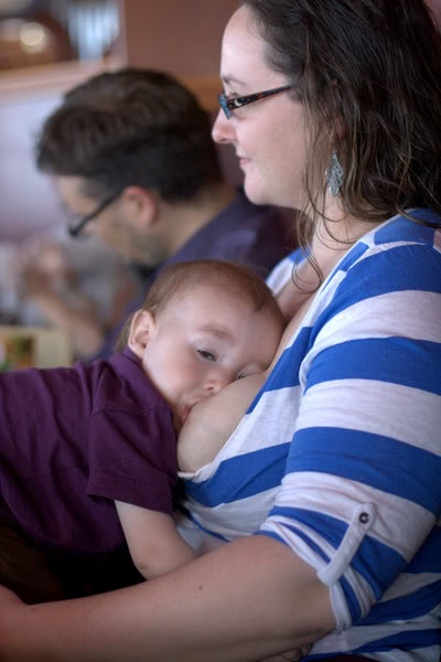 breastfeeding milk-drunk baby at Red Robin in downtown Seattle