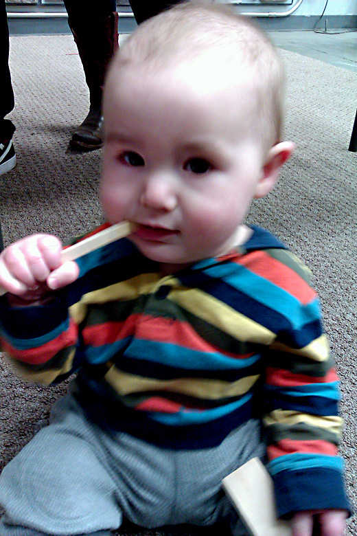 baby eating lowe's wood — holidays Valentine's Day 2012