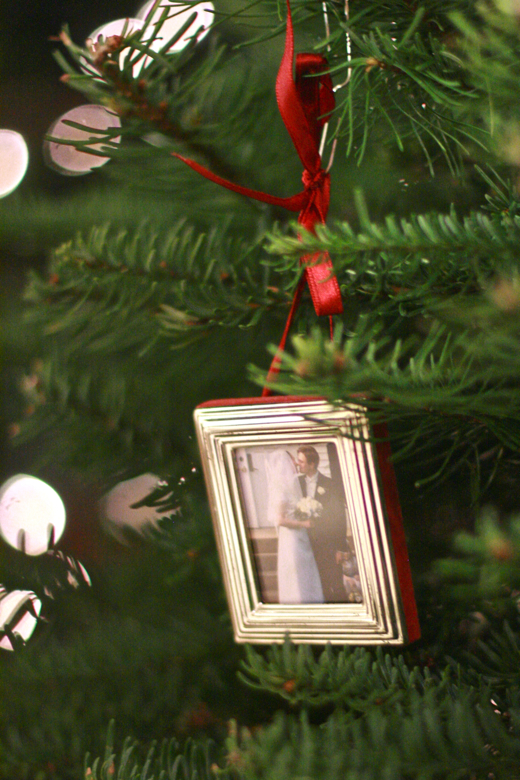 wedding couple ornament on tree — Christmas 2011