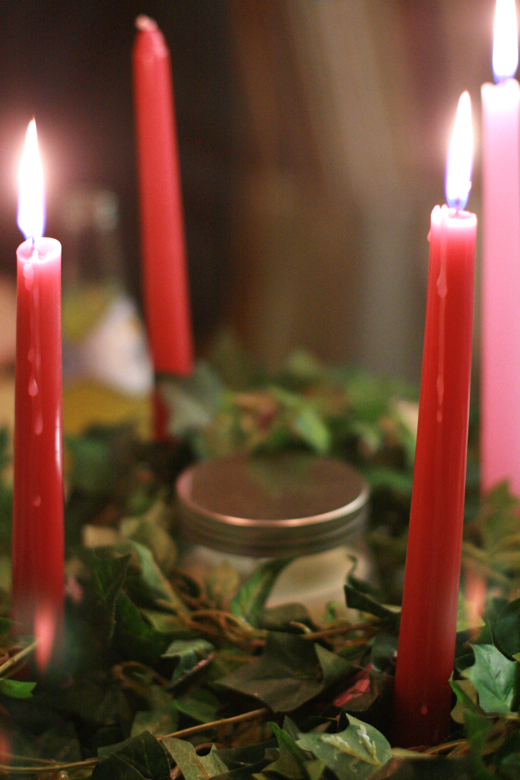 advent wreath with three candles lit — Christmas 2011