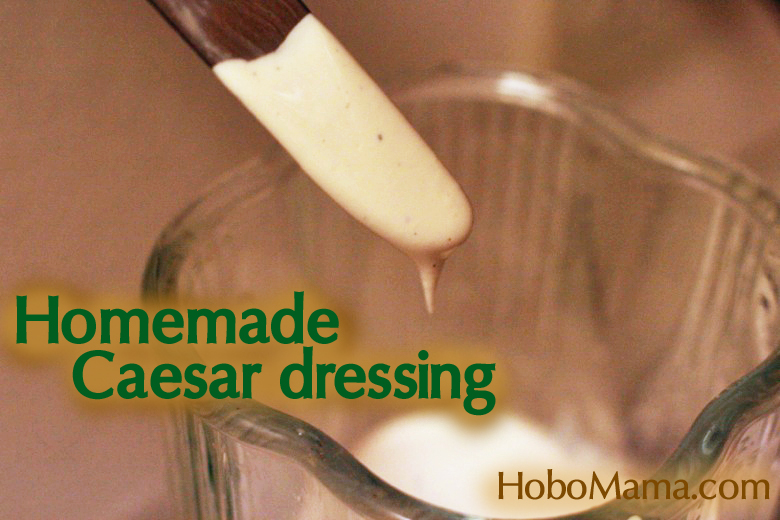 dipping into blender - homemade Caesar salad dressing recipe cooking