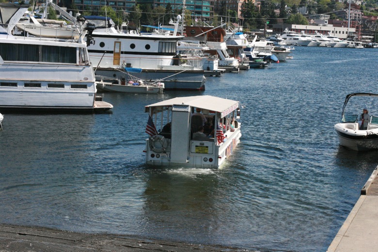 Ride the Ducks Seattle duck boat on water