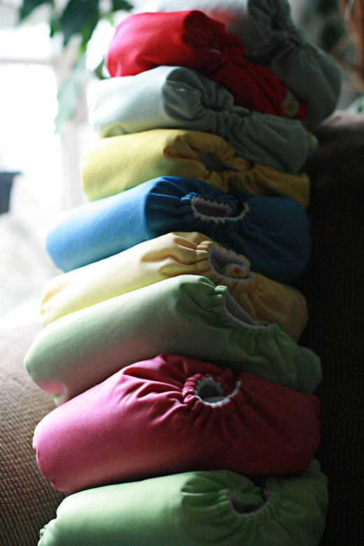 stack of cloth diapers