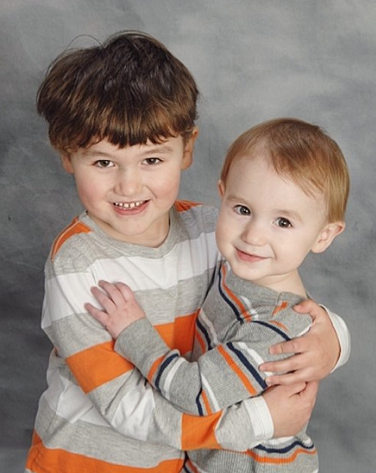 hugging boys Easter portrait 2013 - brothers siblings holidays