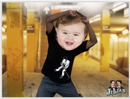 JibJab e-card video still with baby break dancing