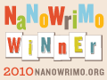 NaNoWriMo 2010 winner badge tan