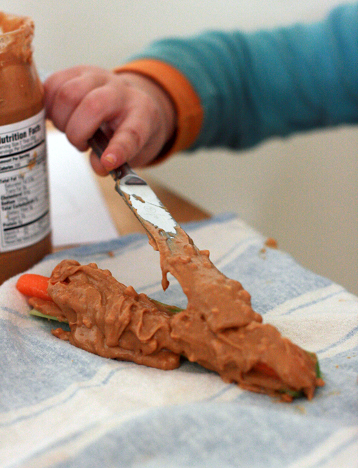peanut butter, carrots, & celery — LOTS of peanut butter