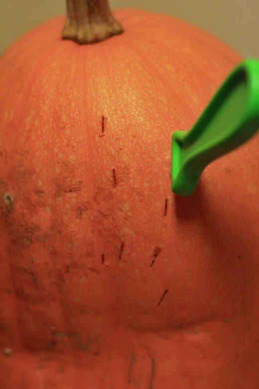 stab marks in the pumpkin